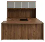 Bow Front U Shape Standing Desk with Hutch