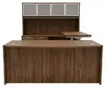 Bow Front U Shape Standing Desk with Hutch