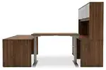U Shaped Sit Stand Desk with Hutch
