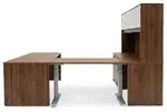 U Shaped Sit Stand Desk with Hutch