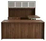 U Shaped Sit Stand Desk with Hutch