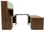 U Shaped Sit Stand Desk with Hutch