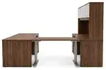 U Shaped Sit Stand Desk with Hutch