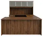 U Shaped Sit Stand Desk with Hutch