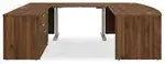 Bow Front U Shape Standing Desk with Drawers