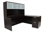 L Shaped Desk with Hutch and Drawers