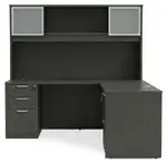 L Shaped Desk with Hutch and Drawers