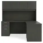 L Shaped Desk with Hutch and Drawers