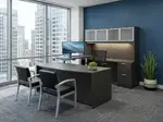 Bow Front U Shape Standing Desk with Hutch