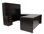 U Shaped Desk with Hutch and Drawers