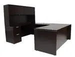 U Shaped Desk with Hutch and Drawers