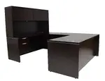 U Shaped Desk with Hutch and Drawers