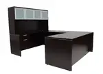 U Shaped Desk with Hutch and Drawers