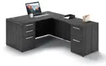 Bow Front U Shaped Desk with Hutch and Drawers