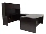 Bow Front U Shaped Desk with Hutch and Drawers