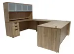 U Shaped Desk with Hutch and Drawers