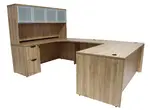 U Shaped Desk with Hutch and Drawers