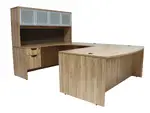 Bow Front U Shaped Desk with Hutch and Drawers