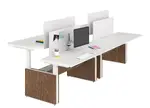 4 Person Sit Stand Desk with Knife Edge Top & Privacy Panels