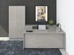U Shaped Desk with Storage Cabinet