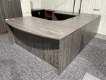 Gray Bow Front U Shaped Desk Shell