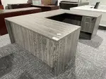 Gray U Shaped Desk with Drawers