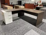Hazelnut L Shape Desk with White Drawers