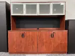 Cherry Storage Cabinet Credenza with Hutch