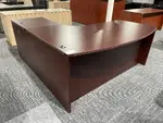 Mahogany Bow Front L Shape Desk with Drawers