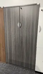 Gray Storage Cabinet with Adjustable Shelves