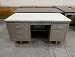 Gray Metal Desk with Drawers
