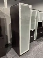 Dark Walnut Storage Tower With Glass Door