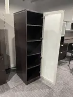 Dark Walnut Storage Tower With Glass Door