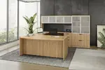 Bow Front U Shaped Desk with Storage