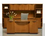St. Clair Series Desk and Credenza with Hutch and Corner Bookcases