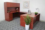U Shaped Desk with Hutch and Drawers