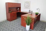 U Shaped Desk with Hutch and Drawers