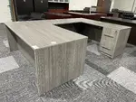 Gray U Shaped Desk with Drawers