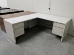Putty Laminate L-Shape Desk with Drawers