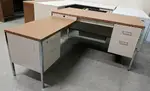 Walnut Laminate L-Shape Desk with Left Return