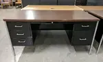 Hon Black Metal Desk with Walnut Laminate Top