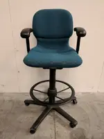 Teal Steelcase Low-Back Rolling Stool Chair