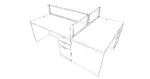 3 Person Desk with Privacy Desk Divider