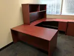 Lacasse Cherry Laminate U-Shape Desk with Hutch