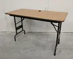 Oak Laminate Folding Table with Grommet â€“ 47.5x23.25