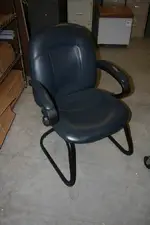 Used Navy Blue Dark Leather Chair 