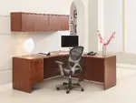 L Shaped Desk with Overhead Storage