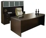 Bow Front Desk and Credenza with Hutch