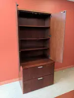 Solid Wood Cherry 2 Drawer Lateral File Cabinet with Hutch
