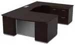 Bow Front U Shape Desk with File Cabinet